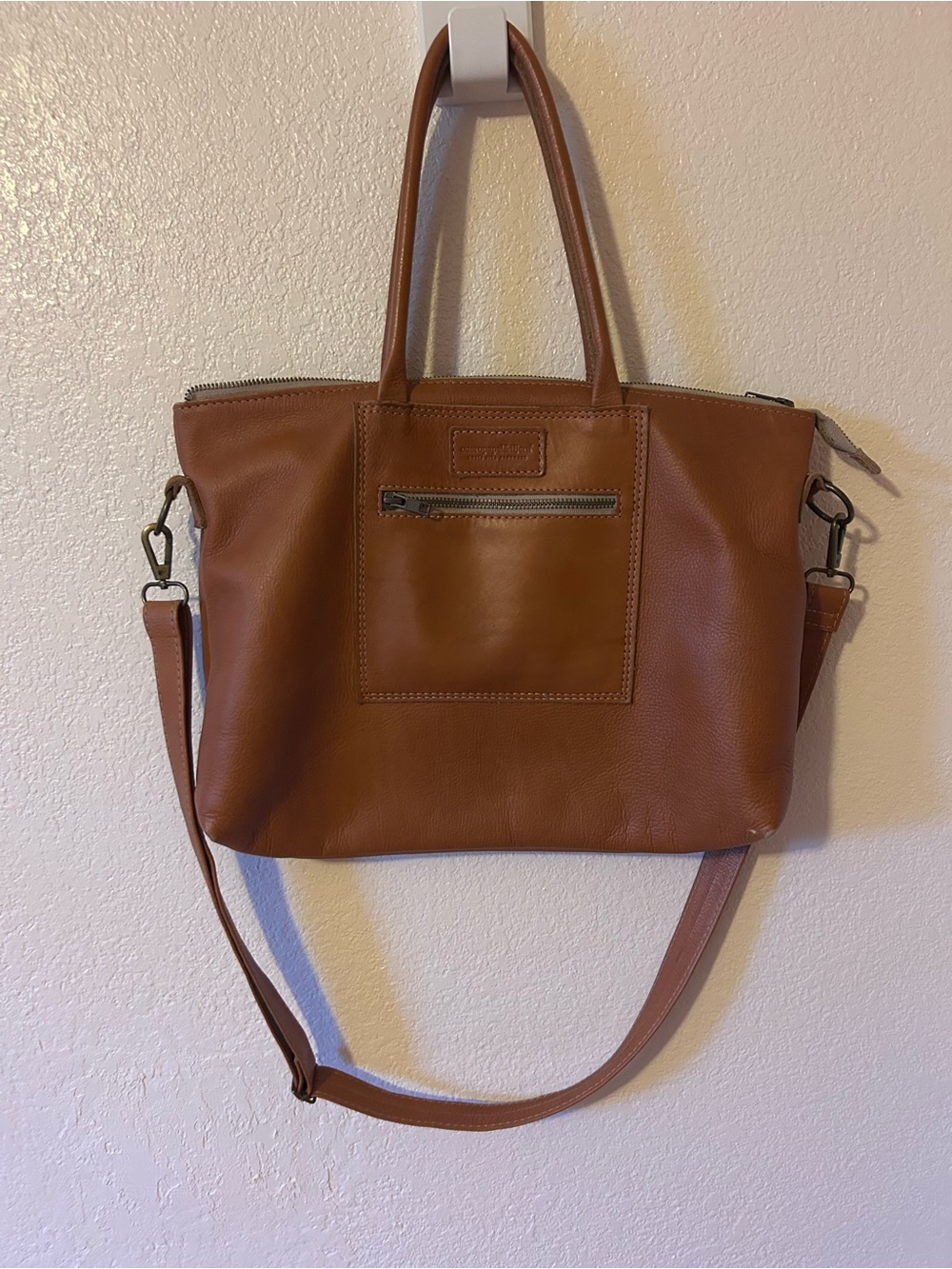 Cuero Papel Tijera Leather Tote Cognac 12.5"x16".